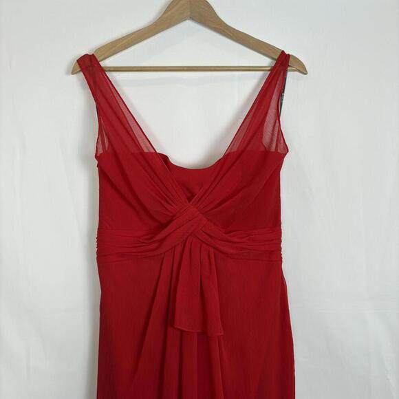 Vera Wang White (8) Red Chiffon Column Evening Gown Formal Goddess Evening Dress - Picture 2 of 6